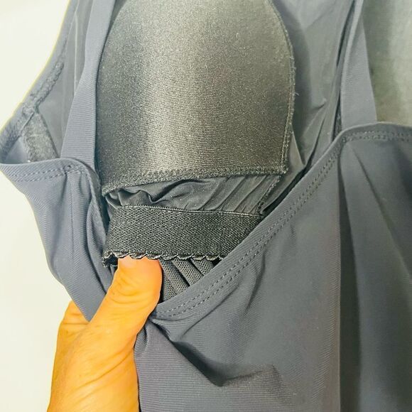 Jones New York Black Halter Gemstone Neckline One-Piece Bathing Suit - Picture 6 of 9